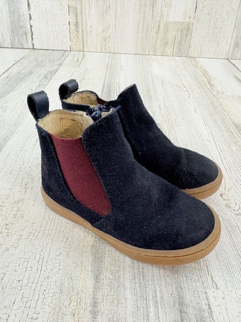 Jacadi Paris Navy Blue Suede Leather Boots Sz 23 US 7 Boys
